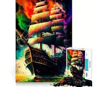 Pirate Ship Colorful 1000 Piece Jigsaw Puzzle for Teenagers Logic Toy Group Play Precision Cut Thoughtful Gift (50x75cm)