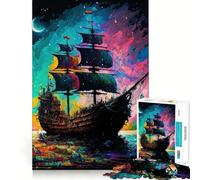 Pirate Ship Colorful 1000 Piece Jigsaw Puzzles for Adults Mind Skill Toy Casual Relax Design Assembly Art Collection Piece (38x26cm)