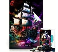 Pirate Ship Colorful 1000 Piece Jigsaw Puzzles for Adults Mind Skill Toy Casual Relax Design Assembly Art Collection Piece (50x75cm)