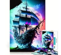 Pirate Ship Colorful 1000 Piece Jigsaw Puzzles for Adults Smart Reason Toy Quiet Fun Smooth Edge Festival Gift (38x52cm)