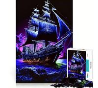Pirate Ship Colorful 1000 Piece Jigsaw Puzzles for Adults Smart Reason Toy Quiet Fun Smooth Edge Festival Gift (38x52cm)