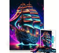 Pirate Ship Colorful 1000 Pieces Jigsaw Puzzles for Teenagers Improve Memory Mental Relax Sharp Edge Creative Gift (38x52cm)