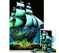 Pirate Ship Colorful Jigsaw Puzzles for Adults1000 Pieces Clear Logic Toy Leisure Time Perfect Cut Creative Gift (38x26cm)