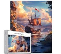Pirate Ship Crossing The sea 1000 Piece Jigsaw Puzzles for Adults Fantasy World Background Jigsaw Puzzle Challenging Family Activity Games Colorful DIY Craft Puzzle for Home Decor Gifts 20×27 Inches