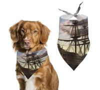 Pirate Ship Dog Bandanas Cute Soft Cotton Puppy Scarves Washable Daily Summer Durable Triangle Reversible Bibs Suitable for Small Medium Large Dogs and Cats