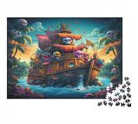 Pirate Ship-Fantasy Cartoon Style Jigsaw Puzzles 1000 Pieces with Clean Edges Jigsaws for Adults Pirate Ship for Quiet Time Activities And Date Night Ideas 70x50cm/1000pcs