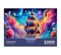 Pirate Ship Fantasy Jigsaw Puzzles Puzzle for Adults Kids. 1000 Piece Ship & Rose Whimsical Challenge Toy Educational Game Home Decoration for Adults& Kids Age 14 Years Up 70x50cm/1000pcs