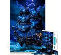Pirate Ship in Storm 1000 Piece Jigsaw Puzzles for Teenagers Strong Logic Toy Calm Escape Clear Edge Birthday Gift (38x52cm)