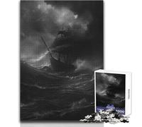 Pirate Ship in The Storm Jigsaw for Adults 1000 Pieces Focus Building Educational Activity for Festive Occasions Size 50x75cm