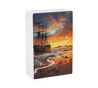 Pirate Ship in The Sunset Cigarette Case Compact Waterproof Cigarette Box - Smoking Accessories, Unisex Cigarettes Case for Travel,s, Daily Use