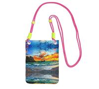 Pirate Ship In The Sunset Compact And Lightweight Printed Messenger Bag Is Suitable For Daily Travel, Commuting And Shopping