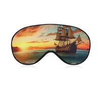 Pirate Ship in The Sunset Eye Mask, Side Sleeping Mask Light Blindfold Sleeping Mask Nose Pad and Elastic Band for Children Women and Men