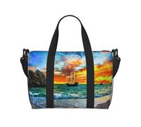 Pirate Ship in The Sunset Hand Travel Bag - Lightweight and Versatile Travel Companion with Spacious Design, Multi-Purpose Bag, Luggage Bag, Beach Bag, Gym Bag, Sports Bag
