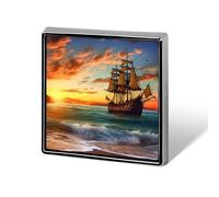 Pirate Ship in The Sunset Lapel Pin Fashion Brooch Pin Cute Button Badges Square Button Pins Enamel Pins Metal Pinback for Hat Shirt Clothing Bags Decoration