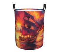 Pirate Ship In The Sunset Laundry Basket Hamper Kids Storage Basket Toy Organizer Bin For Bedroom, Bathroom, College Dorms, Boys And Girls
