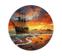 Pirate Ship in The Sunset Mouse Pad with Anti-fray Stitching, Waterproof Gaming Mouse Mat for Men Women Non-Slip Rubber Base Round Computer Mousepad for Office Desk Accessories 8in