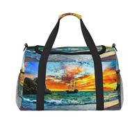 Pirate Ship in The Sunset Print Hand Travel Bag Ideal for Long-Distance Travel and Daily Use