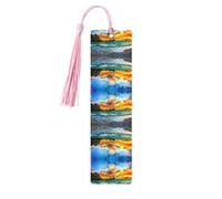 Pirate Ship in The Sunset Print Wooden Bookmark Bookmarks with Tassels Book Marks for Reading Hardcover Books Notebooks
