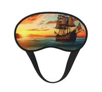 Pirate Ship in The Sunset Sleep Mask for Women Men Eye Mask for Sleeping Light Blocking Sleeping Mask with Elastic Strap Blindfold for Flight Nap Soft Breathable Travel Eye Cover for Side Sleeper