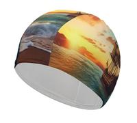 Pirate Ship in The Sunset Swim Cap for Women Men High Elasticity Anti Slip Waterproof Comfortable Swimming Hat Bathing Cap