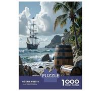 Pirate Ship Jigsaw Puzzle 1000 Piece Jigsaw Puzzle Palm Coast for Adults Relaxation Focus Home Gift 38x26cm/1000pcs