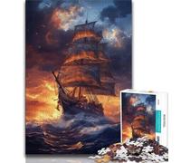 Pirate Ship Jigsaw Puzzles for Teenagers 1000 Piece Puzzle,Learning Educational Toy for Is Ideal As A Gift for The Whole Family (38x26cm)