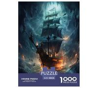Pirate Ship Jigsaw Puzzles Puzzles for Adults Kids. 1000 Piece Whimsical Challenge Toy Educational Game Home Decoration for Adults& Kids Age 14 Years Up 38x26cm/1000pcs