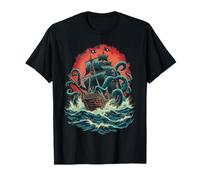 Pirate Ship Kraken Ocean Battle Giant Octopus Sea Monster T-Shirt
