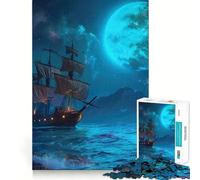 Pirate Ship Landscape 1000 Piece Jigsaw Puzzles for Adults Improve Memory Anxiety Relief Sharp Edge Wall Art Decor (50x75cm)