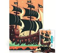 Pirate Ship Landscape 1000 Piece Jigsaw Puzzles for Adults Improve Memory Anxiety Relief Sharp Edge Wall Art Decor (50x75cm)