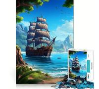Pirate Ship Landscape 1000 Piece Jigsaw Puzzles for Adults Mind Skill Toy Casual Relax Design Assembly Art Collection Piece (50x75cm)