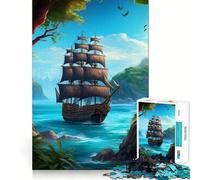 Pirate Ship Landscape 1000 Piece Jigsaw Puzzles for Adults Smart Reason Toy Quiet Fun Smooth Edge Festival Gift (50x75cm)
