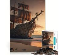 Pirate Ship Landscape 1000 Piece Jigsaw Puzzles for Teenagers Memory Boost Home Leisure Image Assembly Lovely Gift (50x75cm)