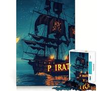Pirate Ship Landscape 1000 Pieces Jigsaw Puzzles for Teenagers Improve Memory Mental Relax Sharp Edge Creative Gift (38x52cm)