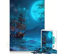 Pirate Ship Landscape Jigsaw Puzzles 1000 Piece for Adults Think Smart Toy Together Fun Accurate Cut Art Display (38x52cm)