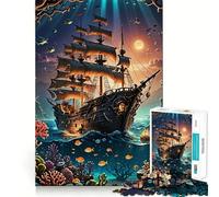 Pirate Ship Landscape Jigsaw Puzzles for Adults1000 Pieces Clear Logic Toy Leisure Time Perfect Cut Creative Gift (38x52cm)