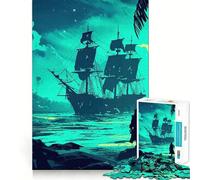 Pirate Ship Landscape Jigsaw Puzzles for Teenagers 1000 Pieces Wise Think Toy Leisure Fun Clear Cut Wall Art Decor (50x75cm)