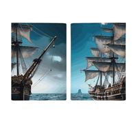 Pirate Ship Leather Passport Holder Handmade Passport Cover with Card And Ticket Slot Easy Access Passport Case Passport Wallet Passport Holder for Women And Men, style, 20.3x13.8cm