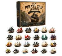 Pirate Ship Legends Advent Calendars 2026, 24 Day Pirate Ships Ornaments | Acrylic Material, 2D Pirate Ships Christmas Countdown Calendar, Mini Ships Pendants Christmas Tree Decor, for Home
