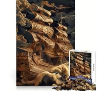 Pirate Ship Lost at Sea 1000 Piece Jigsaw Puzzle for Adults Smart Reason Toy Home Enjoy Sharp Edge Santa Wish Item (38x26cm)