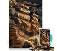 Pirate Ship Lost at Sea 1000 Piece Jigsaw Puzzles for Teenagers Jigsaw Think Game Calm Mind Quality Edge (50x75cm)