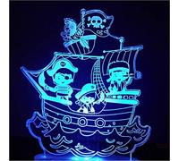 Pirate Ship Modeling LED Night Light 3D Visual Table Lamp Kids Bedroom Sleep Cartoon Light Fixture Decor Gifts 7 Colors Changing Room Decoration