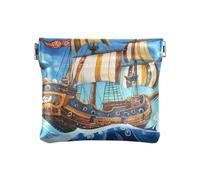 Pirate Ship Mysterious Sea Women's Leather Coin Purse Wallet Waterproof Change Purse with Clasp for Women Boys Girls