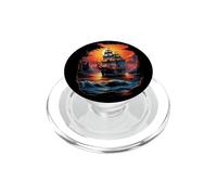 Pirate Ship Nautical Boat Captain Freebooter Sailing Sunset PopSockets PopGrip for MagSafe