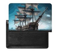 Pirate Ship Passport Holder Unisex-adult Waterproof Travel Passport Cover Wallet Card Case Documents Organizer Protector Holder