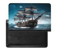 Pirate Ship Passport Holder Vaccine Card Holder Waterproof Passport Wallet Travel Document Organizer for Airport Essentials