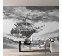 Pirate Ship Photo Wallpaper, Nautical Sailboat Wallpaper Mural, 300x210cm Wall Paper for Bedroom Living Room, Non-Woven Wall Mural Room Decor EL&D69