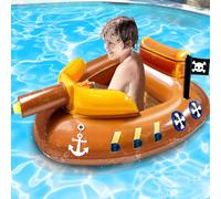 Pirate Ship Pool Floats Toys for Kids Age 3-11 with Water Jet Guns Inflatable Pool Toys for Boys Girls Battle Pool Float for Kids