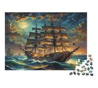Pirate Ship Sailing 1000 Piece Pirate Ship Sailing on Ocean Jigsaws Puzzles for Adults And Kids Family Educational Games 1000 Pieces Fun, Challenging & Brainteasing Adults Challenge High Difficulty 70