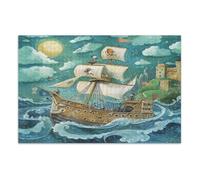 Pirate Ship Sailing on The Mysterious Sea 1000 Piece Puzzle - Jigsaw for Adults